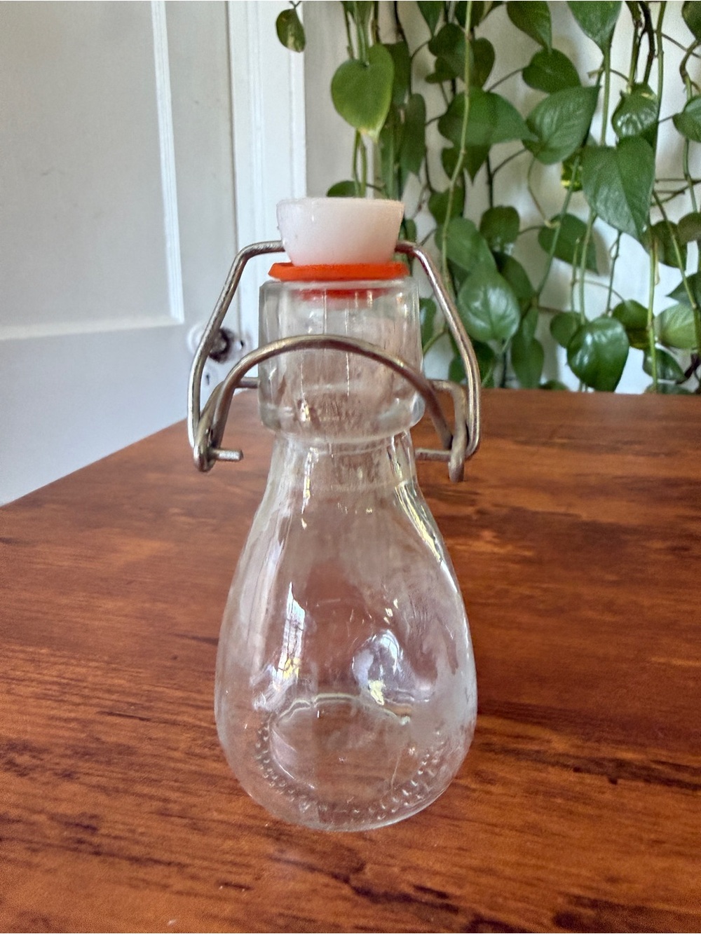 Clear Glass Swing-Top Bottle with Orange Gasket